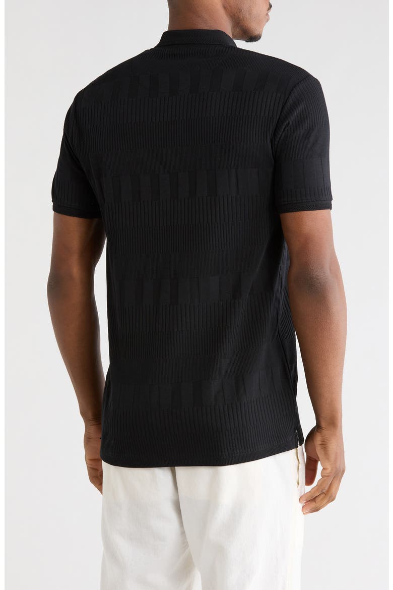 Ribbed Quarter Zip Polo, Alternate, color, BLACK