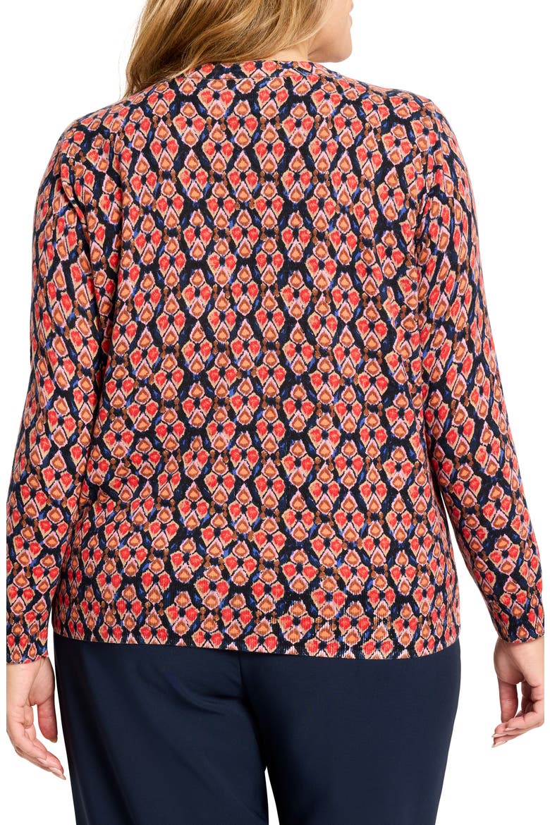 Harvest Ikat Pure Cotton Crewneck Sweater, Alternate, color, RED MULTI