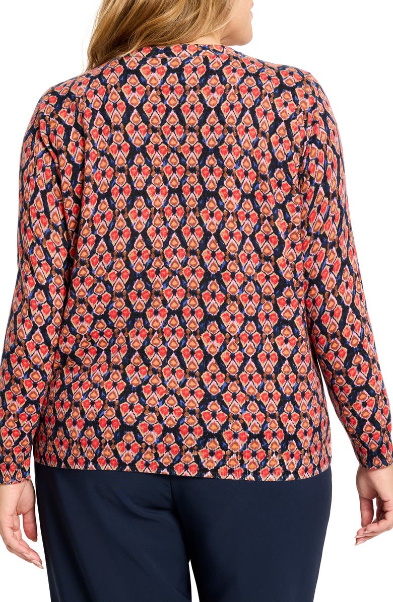 NIC+ZOE Harvest Ikat Pure Cotton Crewneck Sweater, Alternate, color, Red Multi