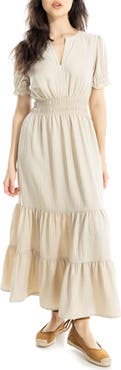 MAX STUDIO Tiered Crepe Maxi Dress