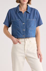 Blu Pepper Crop Denim Blouse