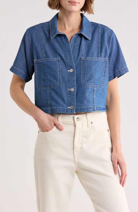 Blu Pepper Crop Denim Blouse