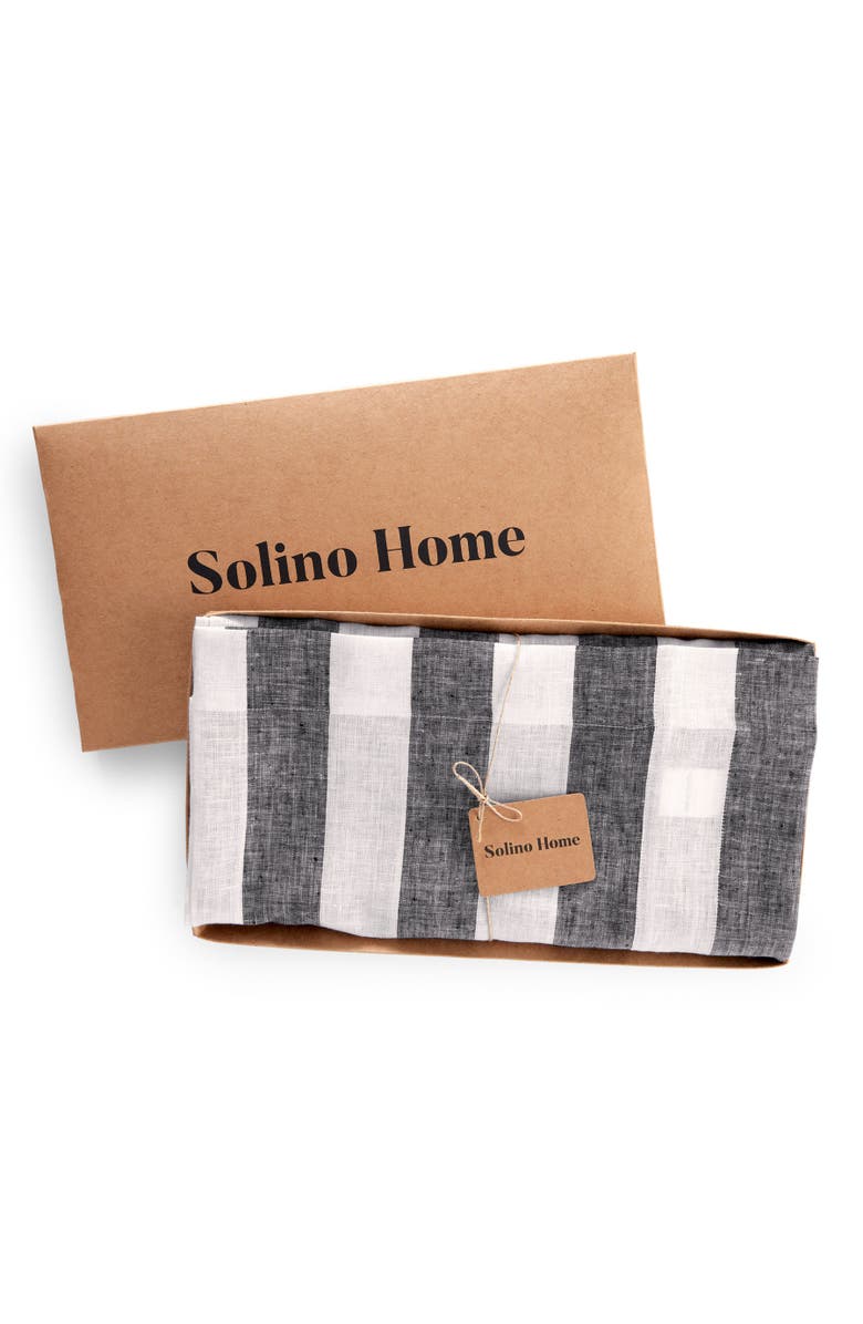 Solino Home Linen Tablecloth for Spring and Easter - Cabana Stripe, 60 x 156, Alternate, color, Black And White