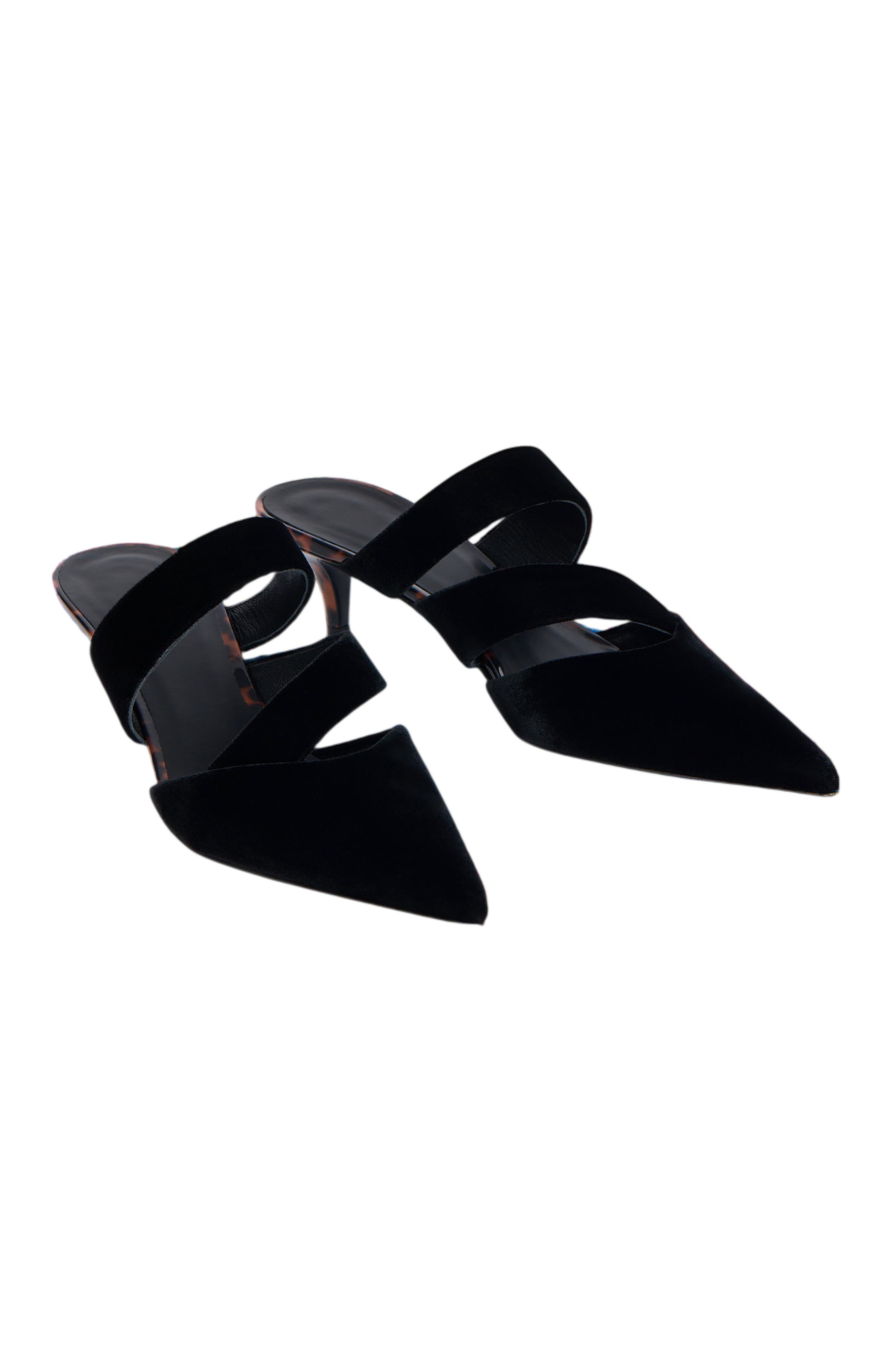 Velvet and Printed Patent Leather Mules, Main, color, black
