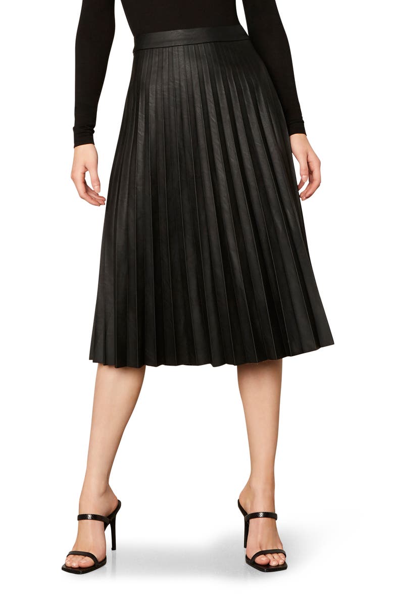 cupcakes and cashmere Carole Pleated Faux Leather Skirt, Main, color, 