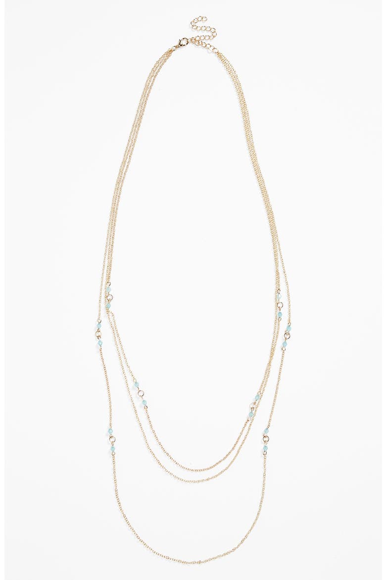 Beaded Layered Necklace, Main, color, MINT