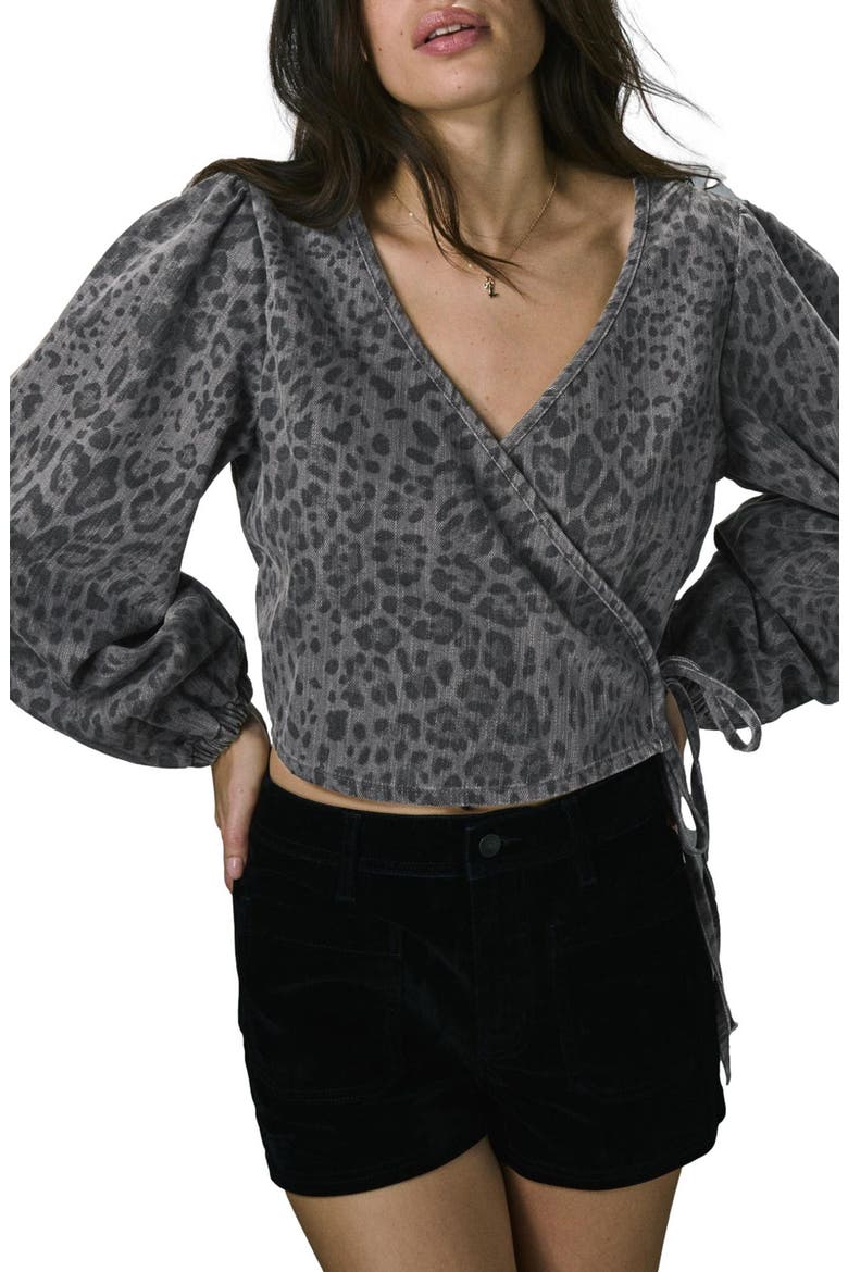 Animal Print Wrap Shirt, Main, color, LEOPARD
