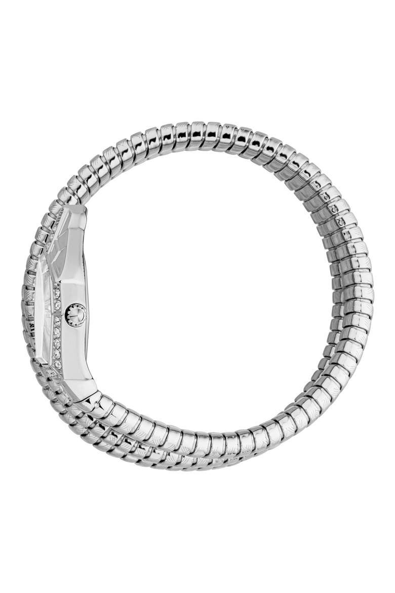 Mesmerizing Snake Wraparound Bracelet Watch, 23mm x 32.4mm, Alternate, color, SILVER