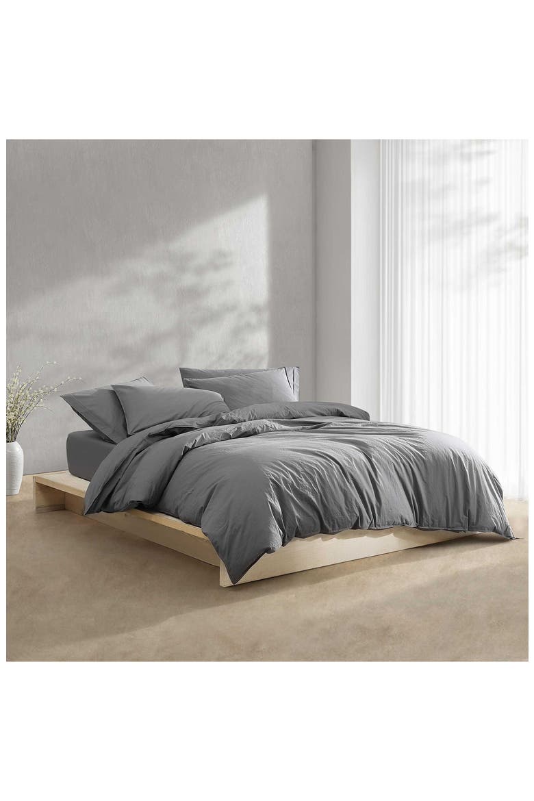 Washed Percale Comforter & Sham Set, Alternate, color, GRAPHITE
