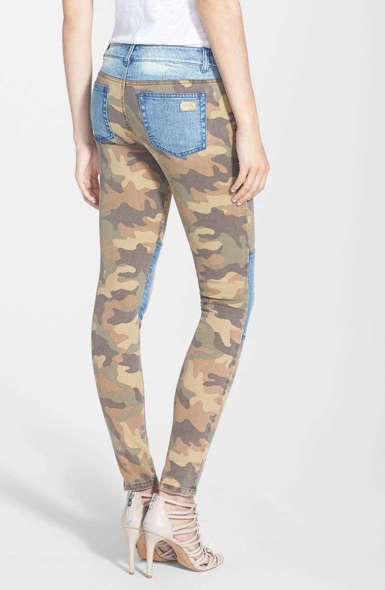 MICHAEL Michael Kors Camo & Denim Skinny Jeans, Alternate, color,