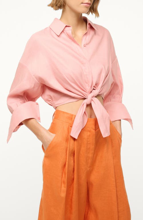 Shop Staud Lisa Linen Button-up Shirt In Faded Blush