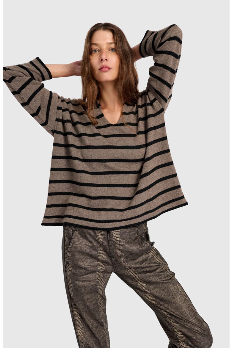 Surfside Collared Sweater, Main, color, Latte Stripes