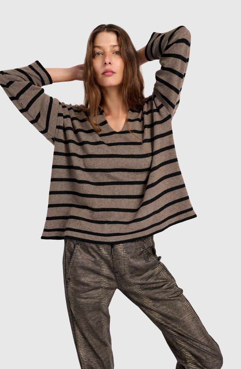 Alembika Surfside Collared Sweater, Main, color, Latte Stripes