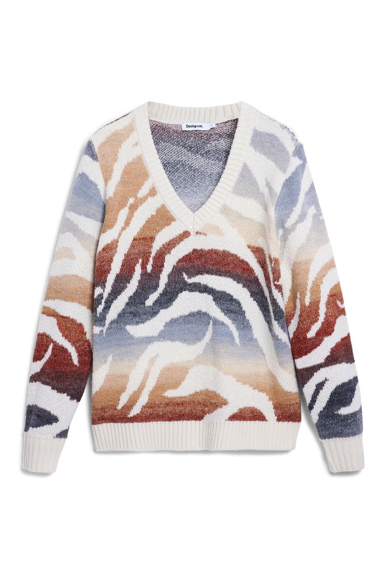 Ombré V-Neck Sweater, Alternate, color, BEIGE