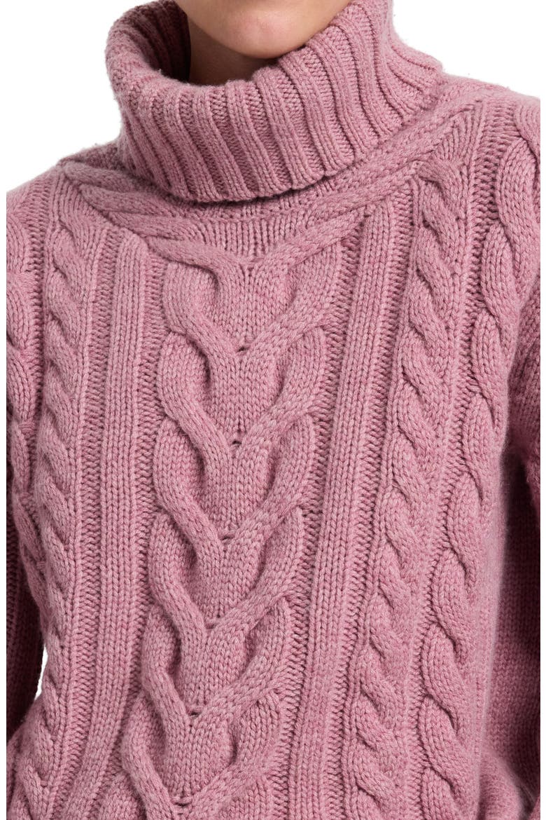 Traveling Cashmere Cable Sweater, Alternate, color, PLUM