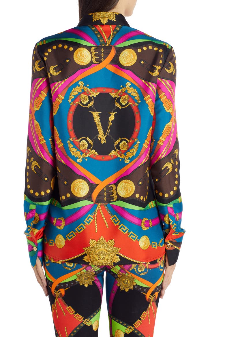 Barocco Rodeo Print Silk Shirt, Alternate, color, MULTI
