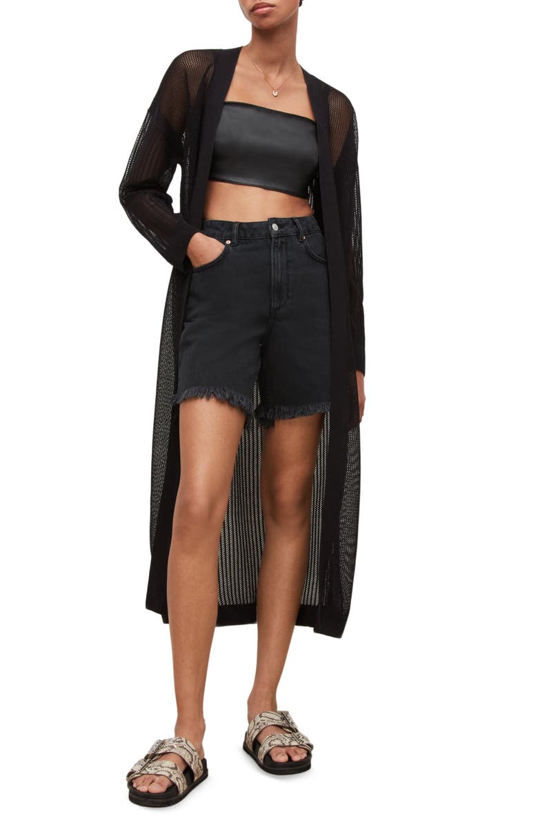 AllSaints Misha Open Stitch Longline Cardigan, Main, color,