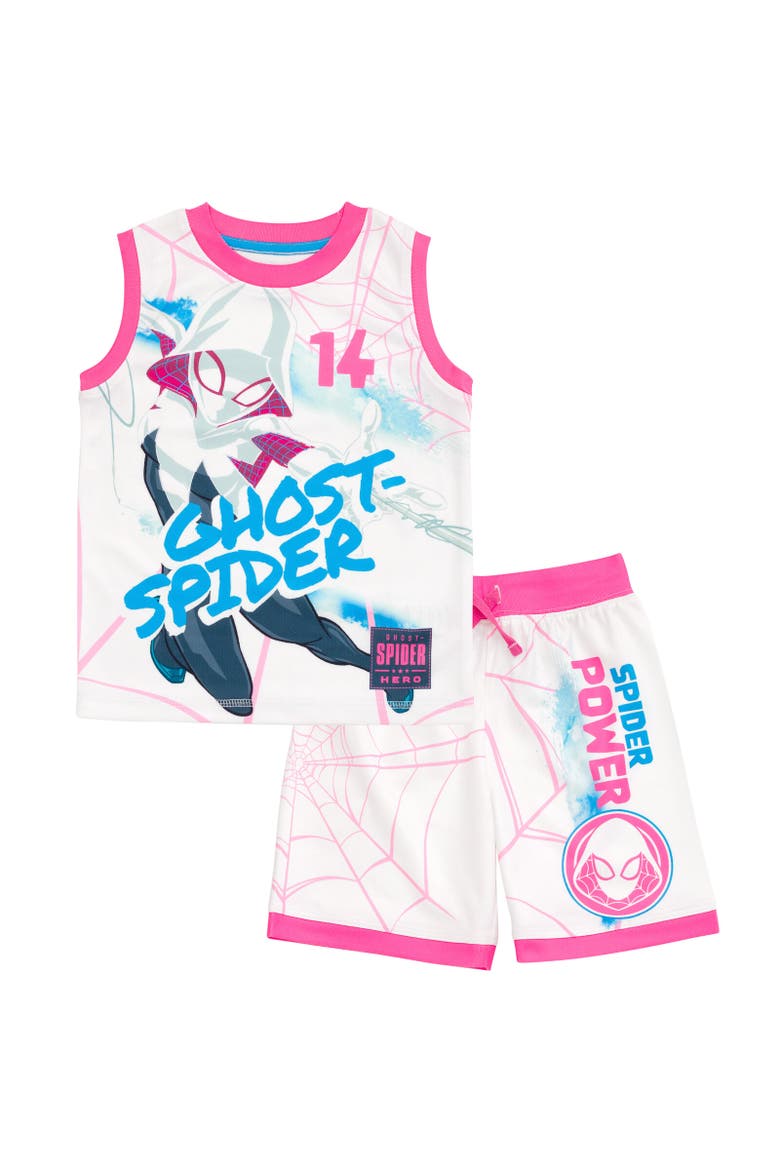 Ghost-Spider Spider-Man Athletic Tank Top & Shorts Set, Main, color, White