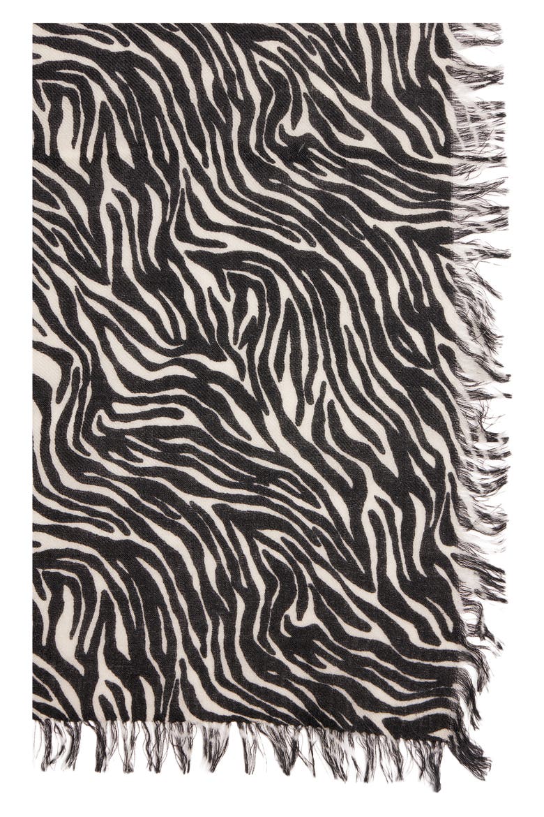 Alecia Wool & Cashmere Scarf, Alternate, color, ZEBRA 20ZA