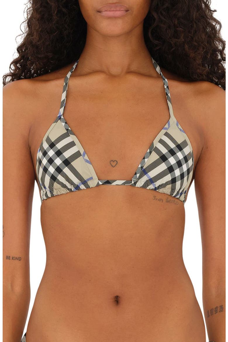 Classic Check Triangle String Bikini Top, Main, color, LICHEN IP CHECK