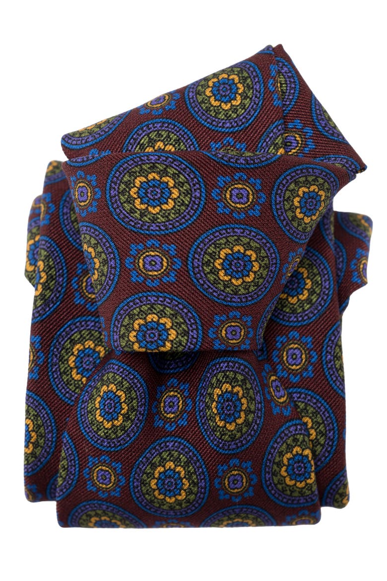 La Vigna - Printed Silk Tie for Men, Alternate, color, Burgundy