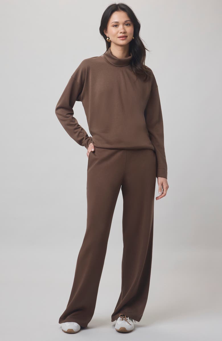 Splendid x @cellajaneblog Interlock Turtleneck Sweatshirt, Alternate, color, Truffle Brown