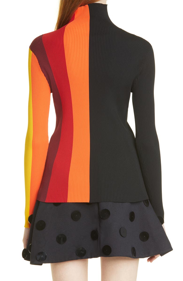 Shushu/Tong Stripe Rib Funnel Neck Top, Alternate, color,