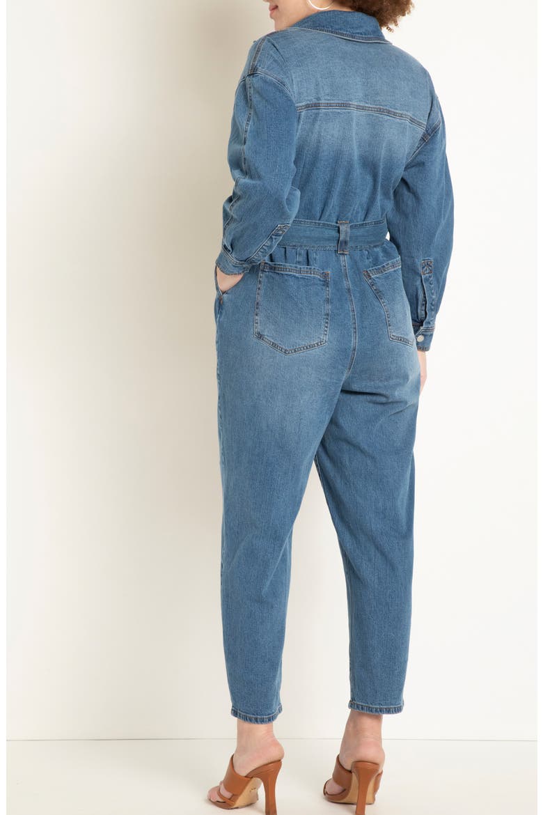 Long Sleeve Denim Jumpsuit, Alternate, color, MEDIUM WASH