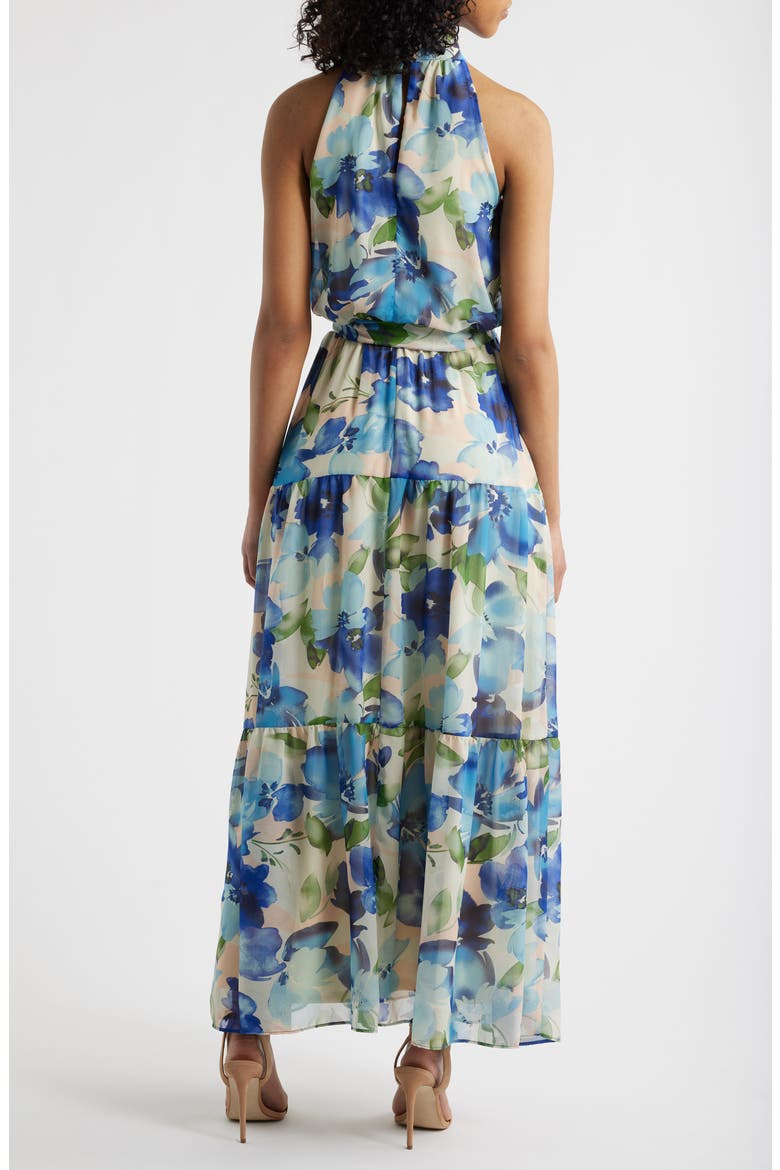 Floral Chiffon Maxi Dress, Alternate, color, BLUE MULTI