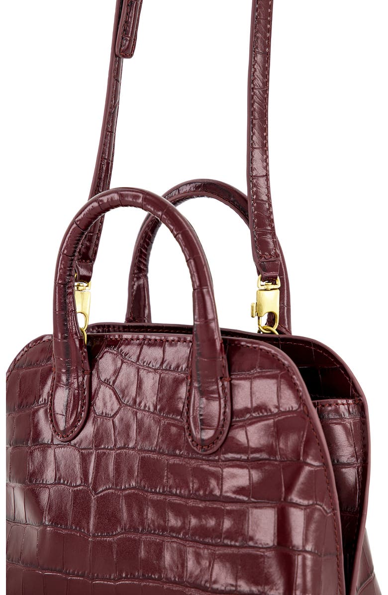 Vince Mini Delphine Croc Embossed Leather Top Handle Bag, Alternate, color, Bordeaux