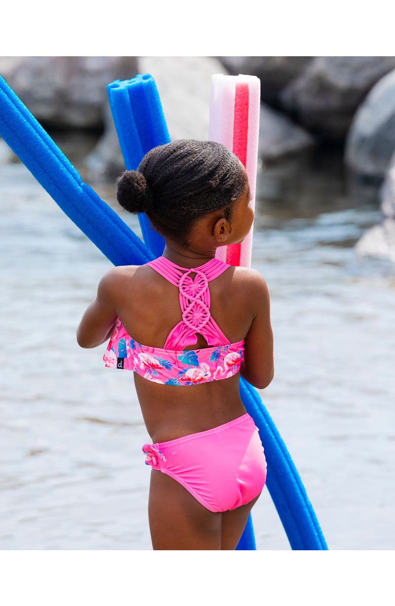 Deux par Deux Girl's Printed Two-Piece Swimsuit Candy Pink And Pink Flamingo, Alternate, color,
