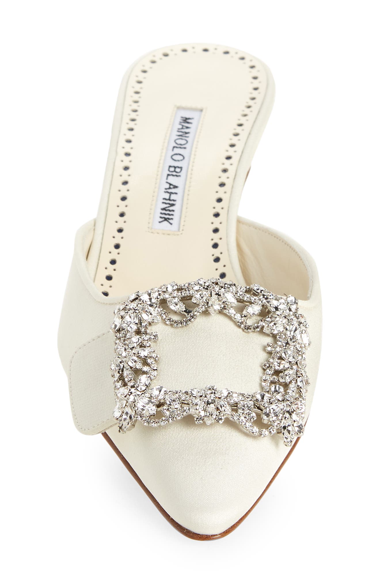 Manolo Blahnik Maysale Crystal Buckle Pointed Toe Mule, Alternate, color, 