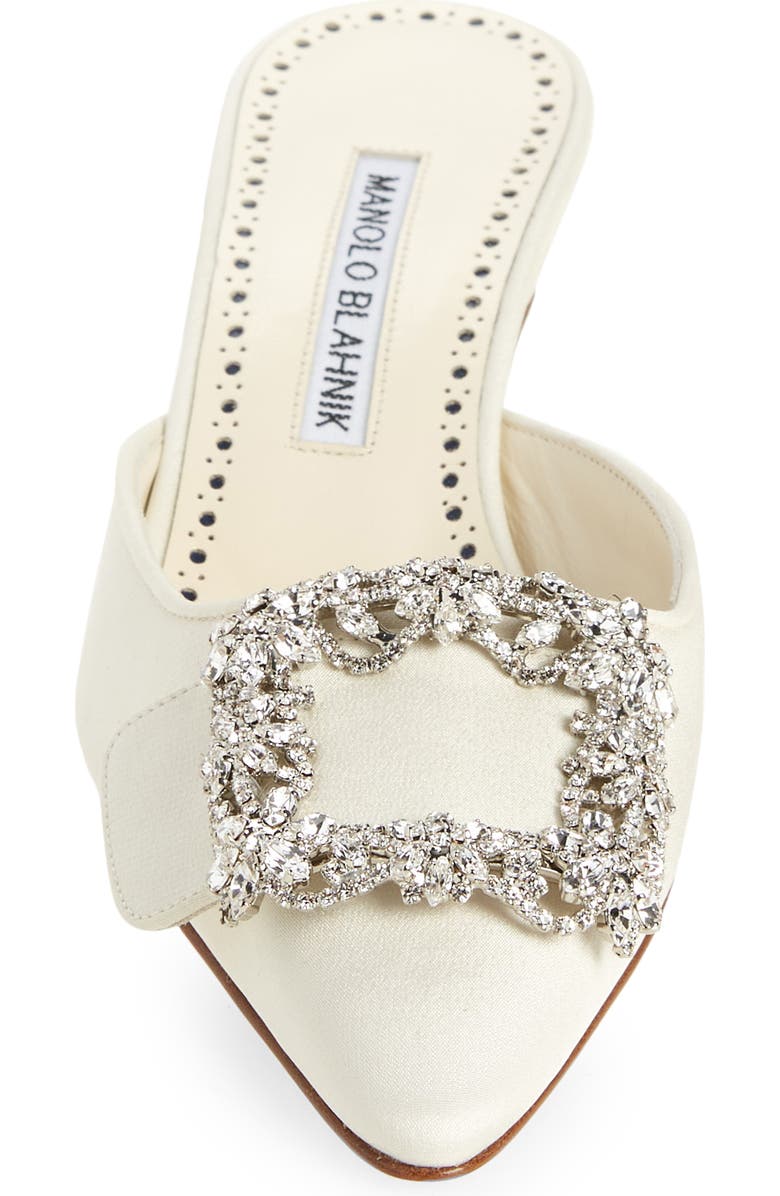 Manolo Blahnik Maysale Crystal Buckle Pointed Toe Mule, Alternate, color,
