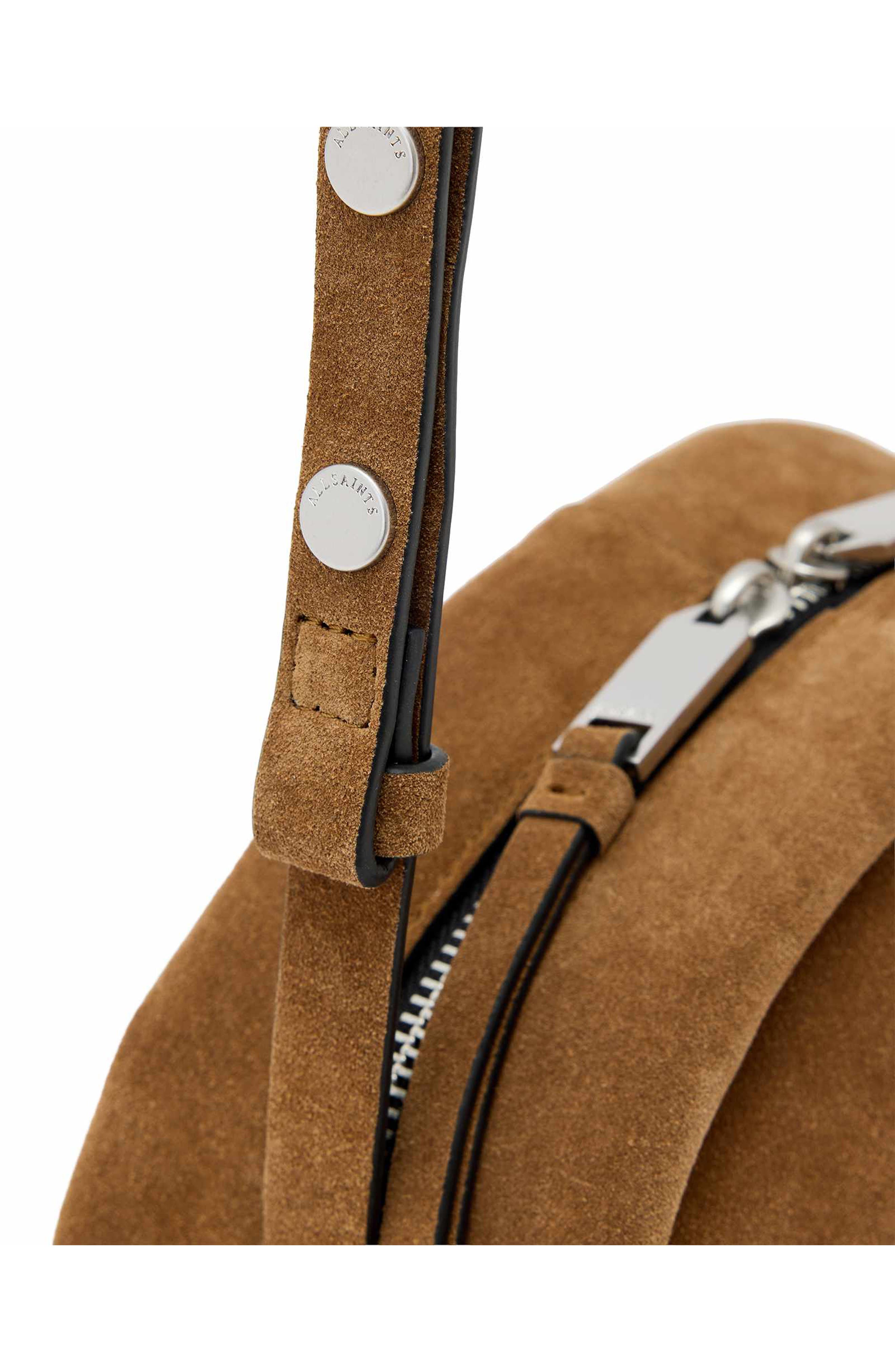 Rosalie Arc Suede Crossbody Bag, Alternate, color, WARM OLIVE BROWN