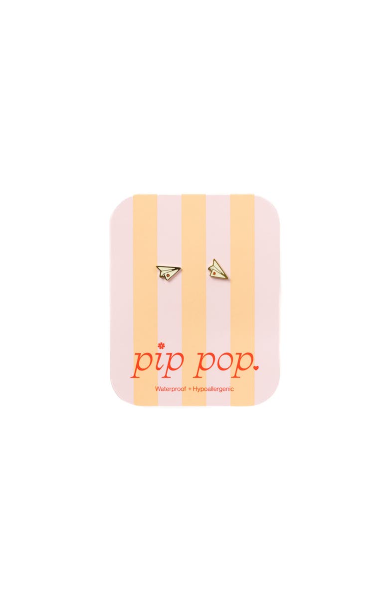 Pip Pop Paper Airplane Stud Earrings, Alternate, color, White