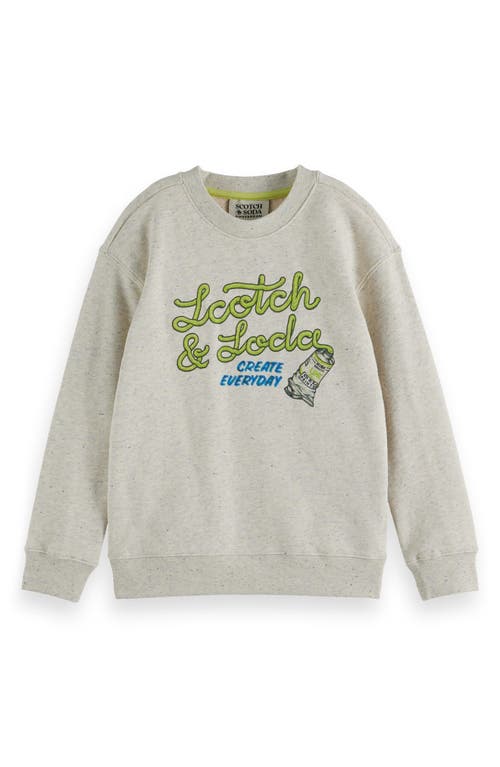 Scotch & Soda Kids' Art Organic Cotton Graphic Sweatshirt In Gray