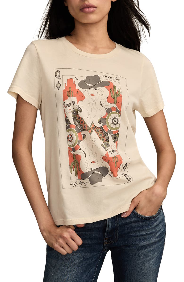 Lucky Brand Cowgirl Card Cotton Graphic T-Shirt, Main, color, Whitecap Gray