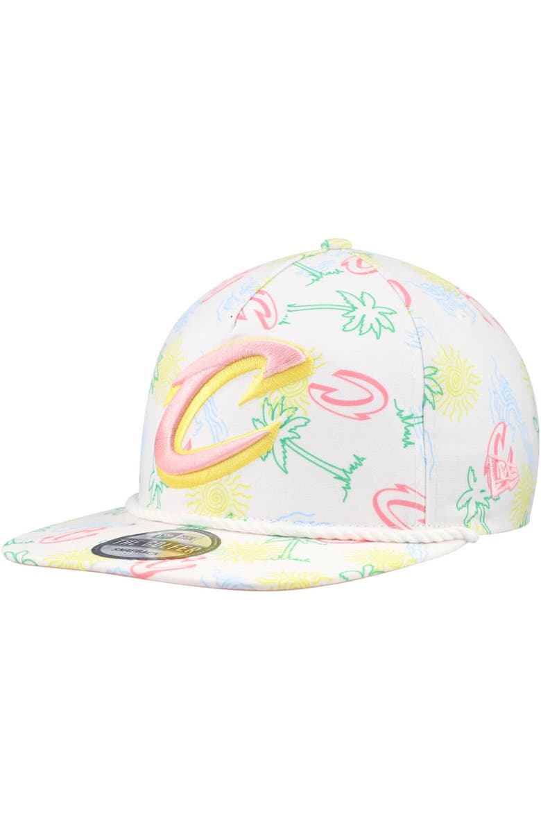 New Era Men's New Era White Cleveland Cavaliers Palm Trees and Waves Golfer Adjustable Hat, Main, color, White