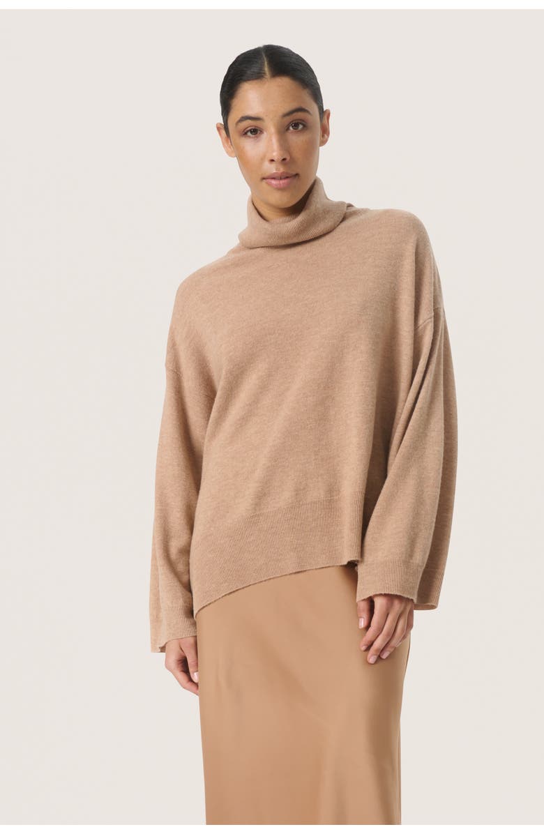 Soaked in Luxury Molina Loose Fit Rollneck Pullover, Main, color, Burro Melange