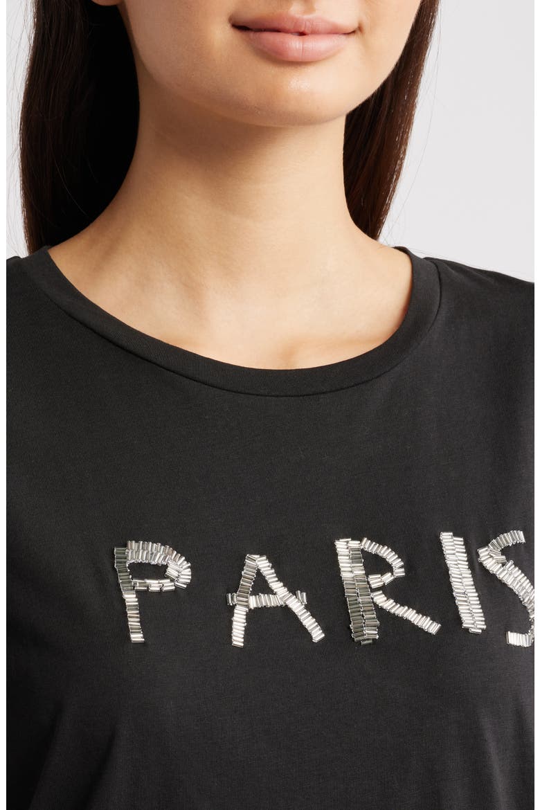 Ihcamino Paris Beaded T-Shirt, Alternate, color, BLACK