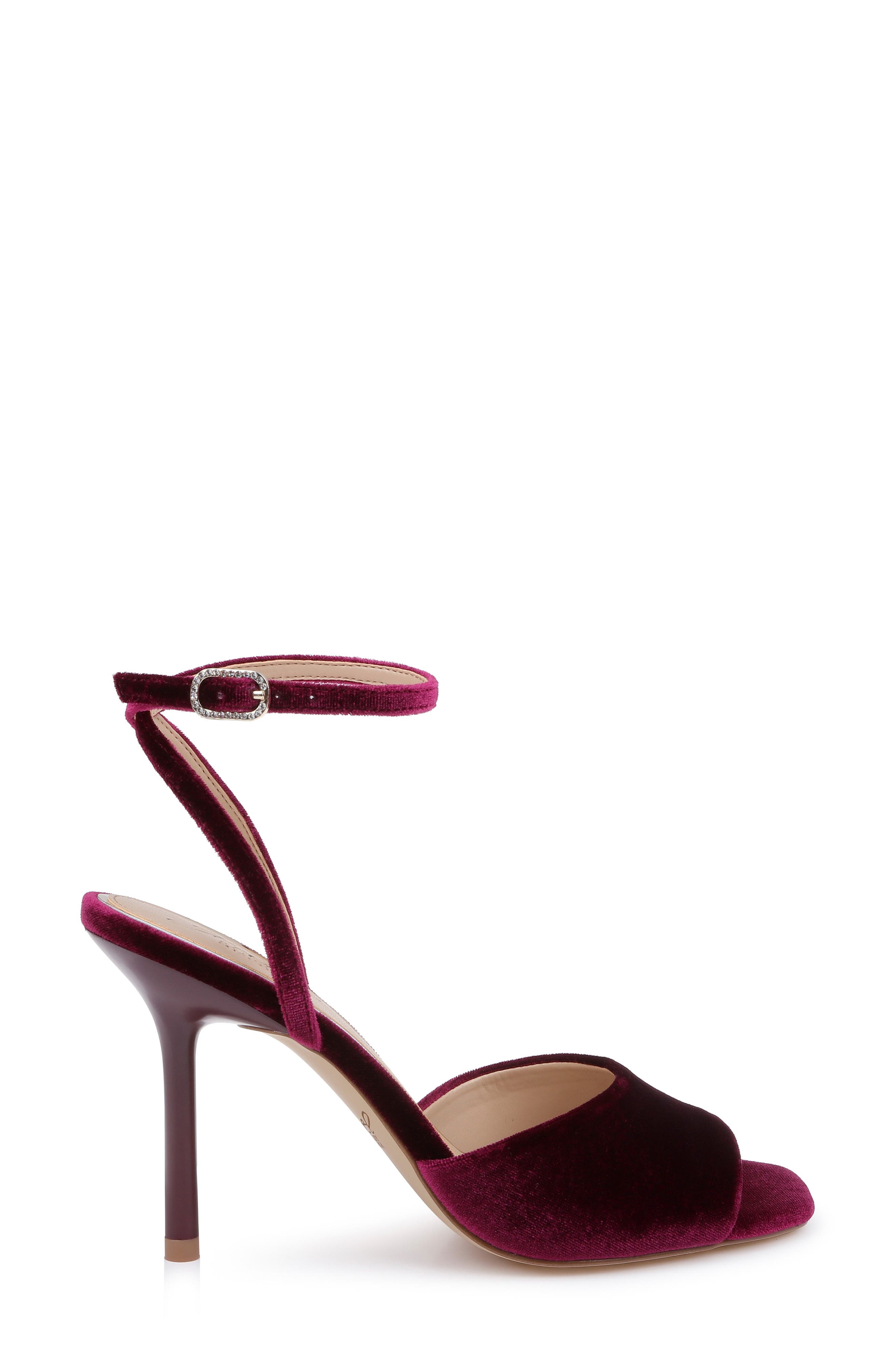 Babe Ankle Strap Sandal, Alternate, color, BURGUNDY VELVET