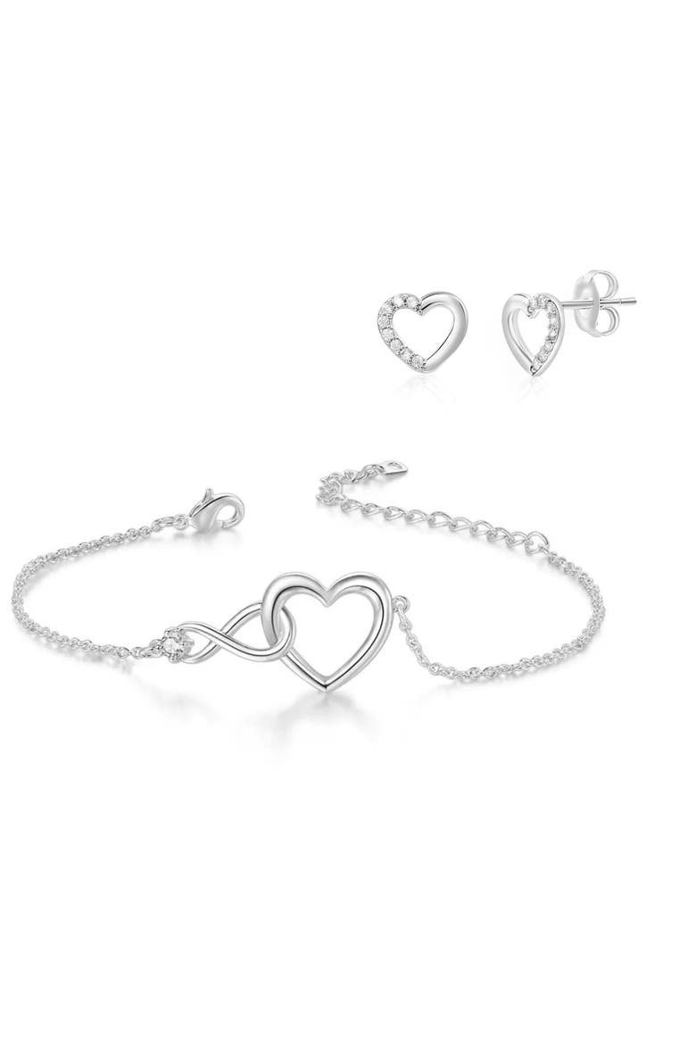 Heart Bracelet And Earrings Set, Main, color, Silver