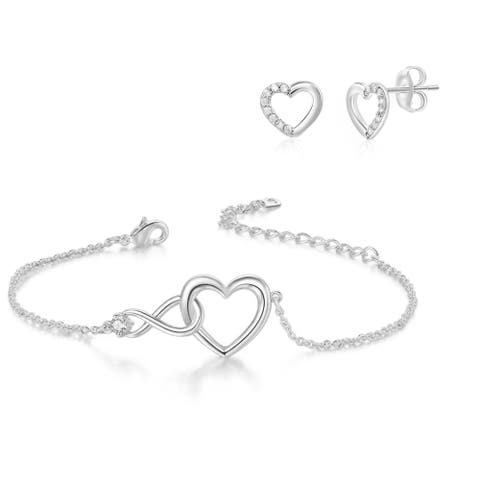 Heart Bracelet And Earrings Set