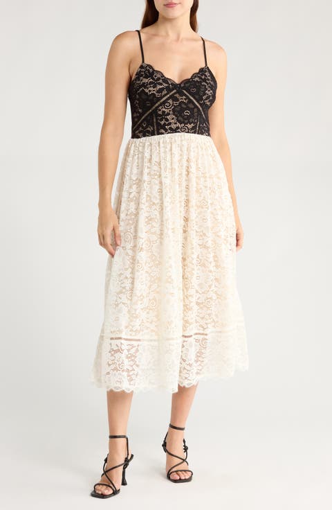 Crochet Stretch Lace Midi Dress