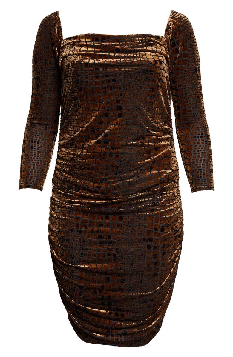 Leith Long Sleeve Ruched Velour Minidress, Alternate, color, 