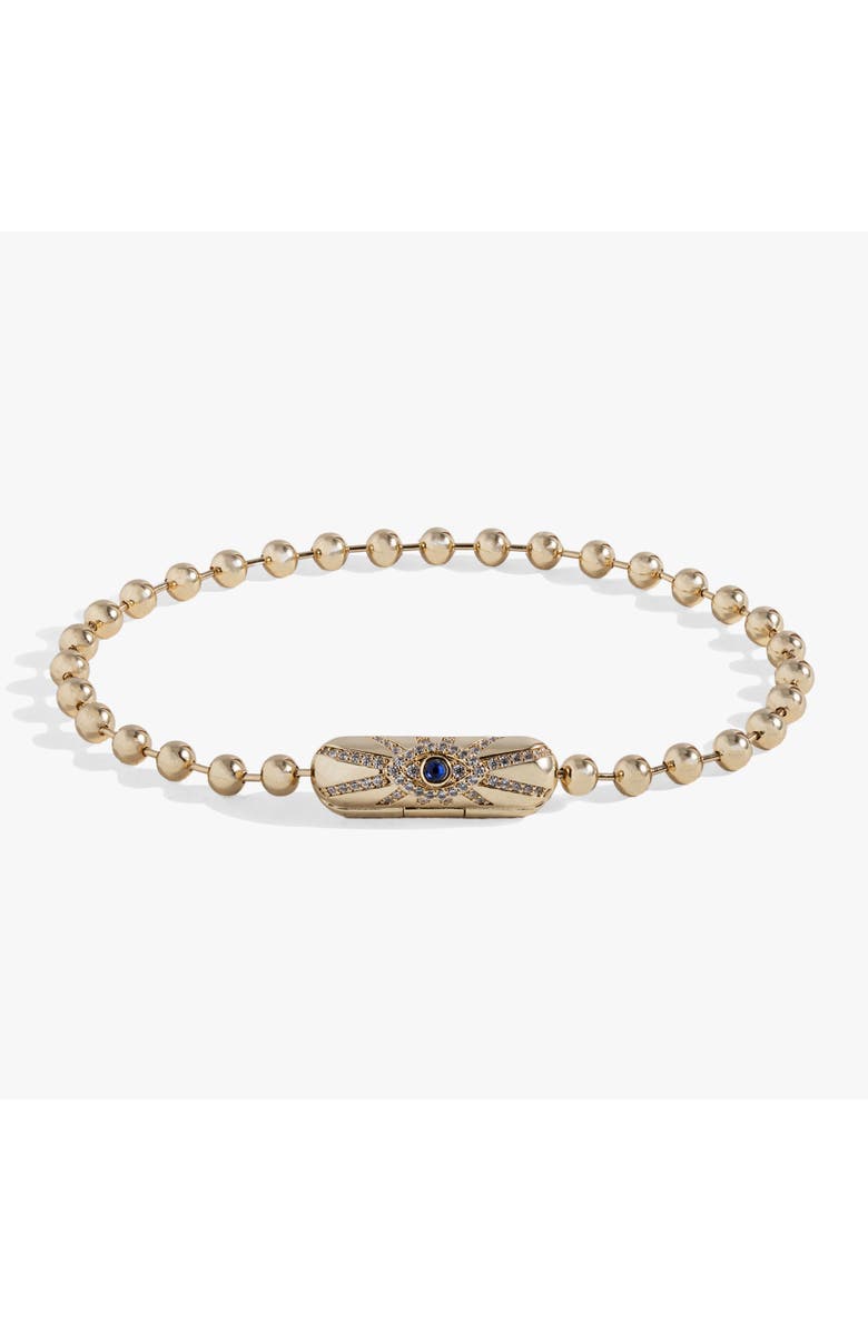 Alex and Ani Ball Chain Barrel Closure Bracelet with Evil Eye, Alternate, color, Gold