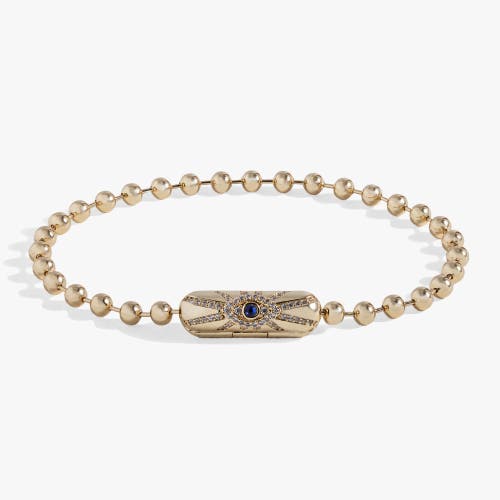 Alex And Ani Ball Chain Barrel Closure Bracelet With Evil Eye In Gold