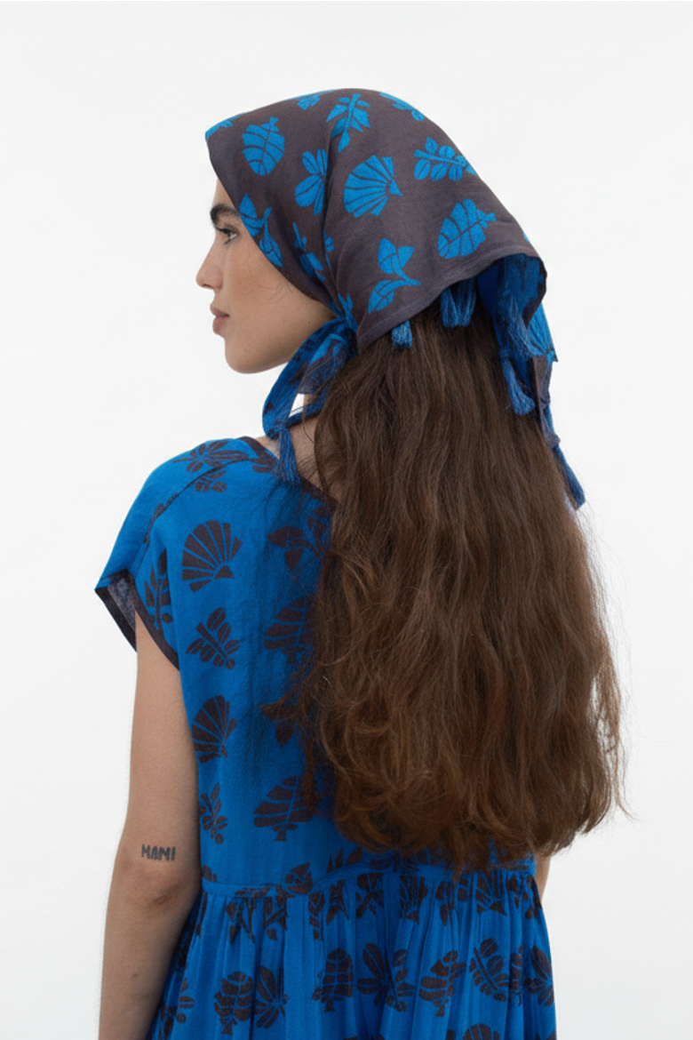Oversized Tassel Bandana, Main, color, Azure