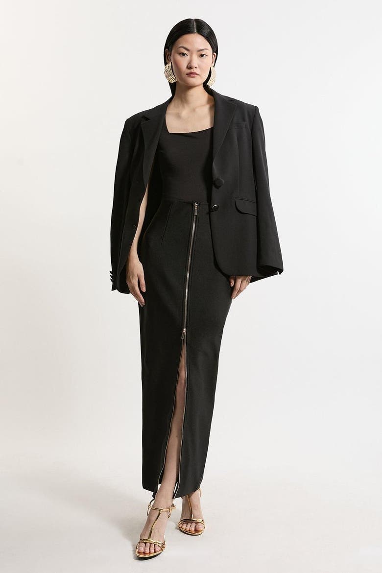 Figure Form Zip Maxi Skirt, Alternate, color, Black