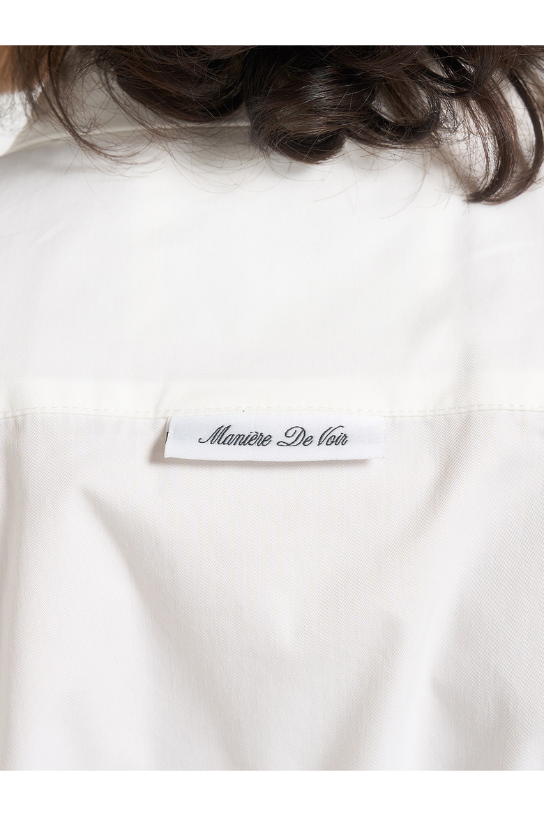 Malia Wide Shoulder Cropped Shirt, Alternate, color, White